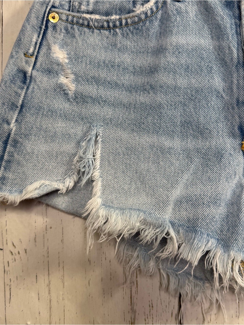 Agolde Parker Distressed Denim Shorts 23 Button Fly Light Wash Cutoff Festival - Picture 7 of 16